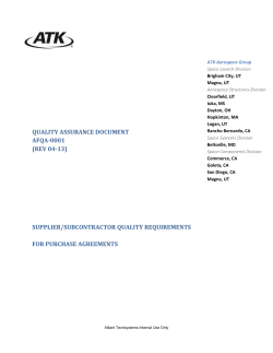 Supplier/Subcontractor Quality Requirements for Purchase