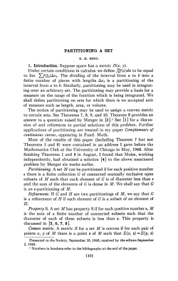 PARTITIONING A SET 1. Introduction. Suppose