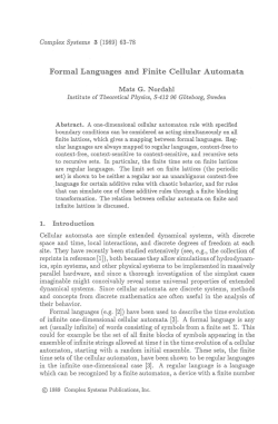 Formal Languages and Finite Cellular Automata