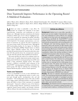 Does Teamwork Improve Performance in the Operating Room? A