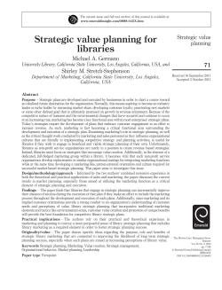 Strategic value planning for libraries