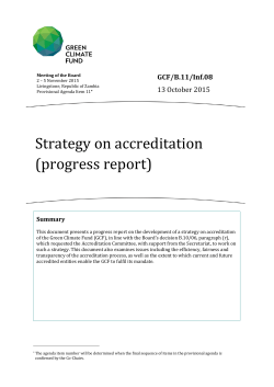Strategy on accreditation (progress report)