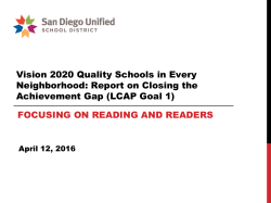 the state of reading - San Diego Unified School District