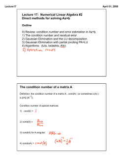 Lecture 17: Numerical Linear Algebra #2 Direct methods for solving