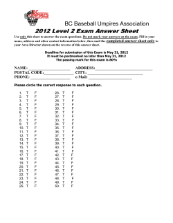 2012 Level 2 Exam Answer Sheet