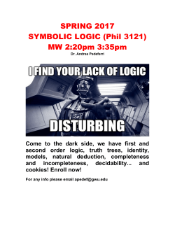 SPRING 2017 SYMBOLIC LOGIC (Phil 3121) MW 2:20pm 3:35pm