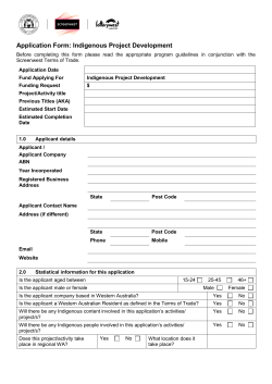 Indigenous Project Development APPLICATION FORM