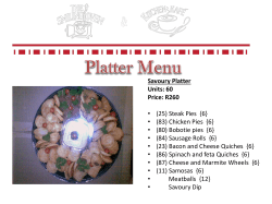 Savoury Platter Units: 60 Price: R260 • (25) Steak Pies {6} • (83