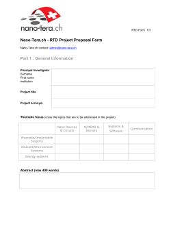 RTD Project Proposal Form - Nano-Tera