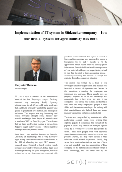 Implementation of IT system in S&uuml;dzucker company &ndash; how our first IT