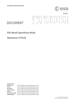 ESA UNCLASSIFIED &ndash; Releasable to Public ESA UNCLASSIFIED