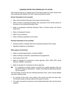 GUIDANCE NOTES FOR CHRONOLOGY OF ACTION