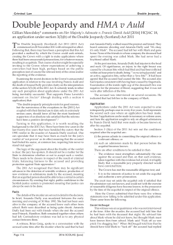 Double Jeopardy and HMA v Auld