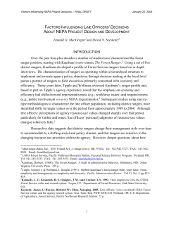 Factors Influencing Line Officers` Decisions about NEPA Project