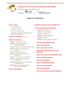 Checklist for Effective Disaster Response: Insights for Wise