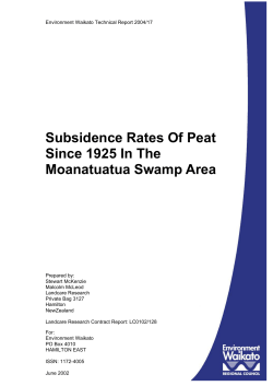 Subsidence Rates Of Peat Since 1925 In The Moanatuatua Swamp