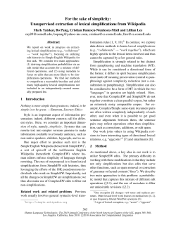 For the sake of simplicity: Unsupervised extraction of lexical