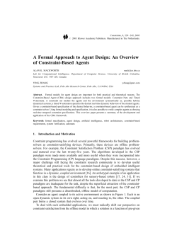 A Formal Approach to Agent Design: An Overview of Constraint
