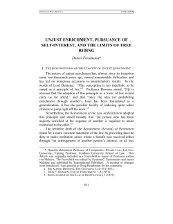 unjust enrichment, pursuance of self-interest, and the limits of free