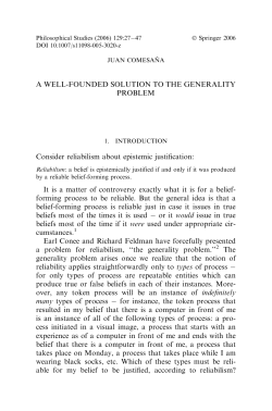 A WELL-FOUNDED SOLUTION TO THE GENERALITY PROBLEM