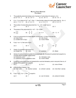 Page 1 1. The quadratic polynomial whose sum of zeroes is 3 and