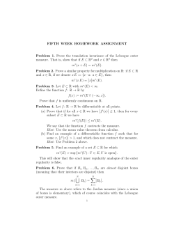 FIFTH WEEK HOMEWORK ASSIGNMENT Problem 1. Prove the