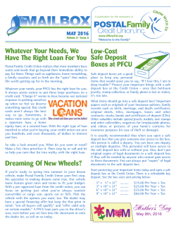 May 2016 - Postal Family Credit Union