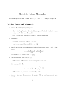 Module 3: Natural Monopolies