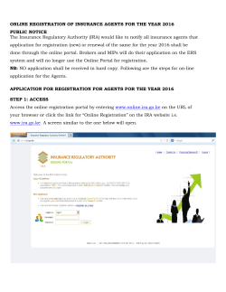 ONLINE REGISTRATION OF INSURANCE AGENTS FOR THE