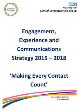 Engagement, Experience and Communications Strategy 2015