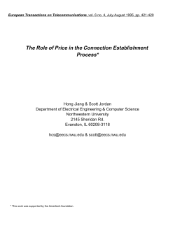 The Role of Price in the Connection Establishment Process*