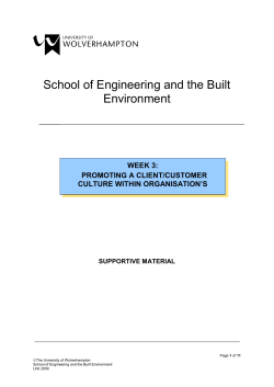 School of Engineering and the Built Environment SUPPORTIVE
