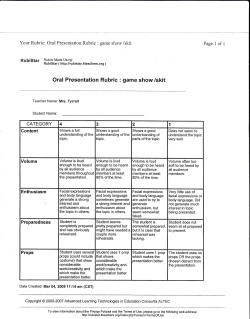 Oral Presentation Rubric : game show /skit