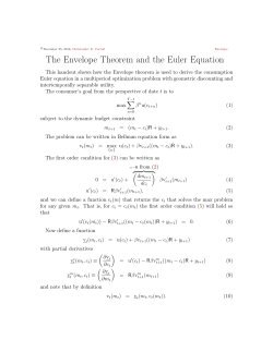 The Envelope Theorem and the Euler Equation