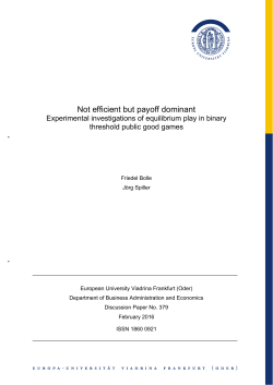 Not efficient but payoff dominant - Faculty of Business Administration