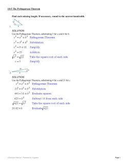 Use the Pythagorean Theorem, substitu