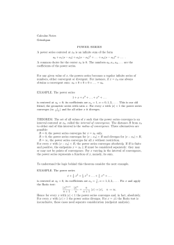 Calculus Notes Grinshpan POWER SERIES A power series