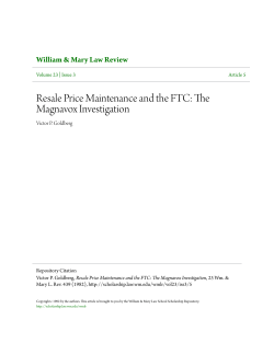Resale Price Maintenance and the FTC: The Magnavox Investigation