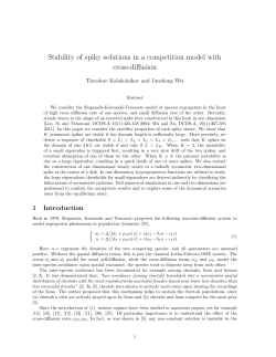Stability of spiky solutions in a competition model with cross