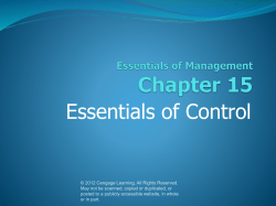 15. Essentials of Control. - NMHU International Business Consulting