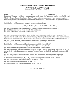 Mathematical Statistics Qualifier Examination
