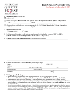 Rule Change Proposal Form Must be received by December 31