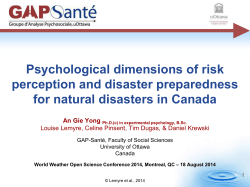 Psychological dimensions of risk perception and disaster