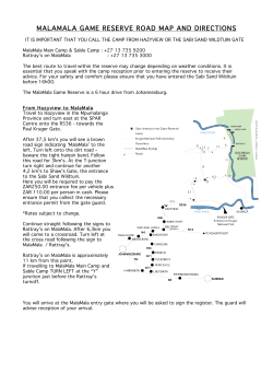 MALAMALA GAME RESERVE ROAD MAP AND DIRECTIONS
