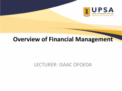 Overview of Financial Management