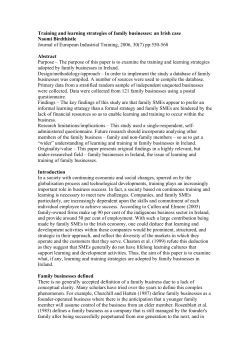 Training and learning strategies of family businesses: an Irish case