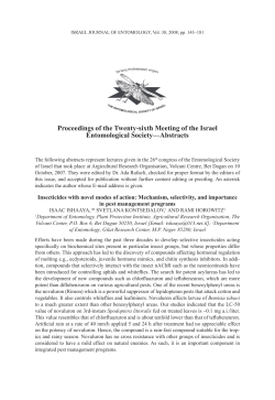 Proceedings of the Twenty-sixth Meeting of the Israel Entomological