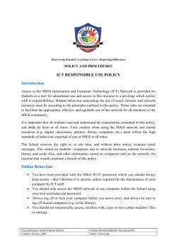 ICT RESPONSIBLE USE POLICY Introduction Online Behaviour