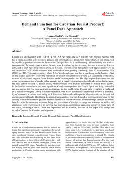 Demand Function for Croatian Tourist Product: A Panel Data