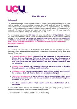 Fit notes - a UCU briefing